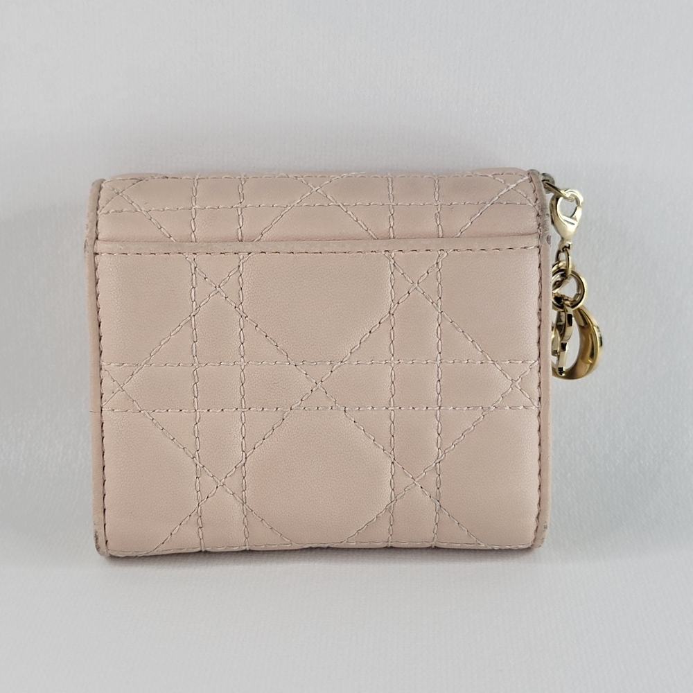 CHRISTIAN DIOR Cannage Lotus Leather Trifold Wallet - Picture 3 of 11